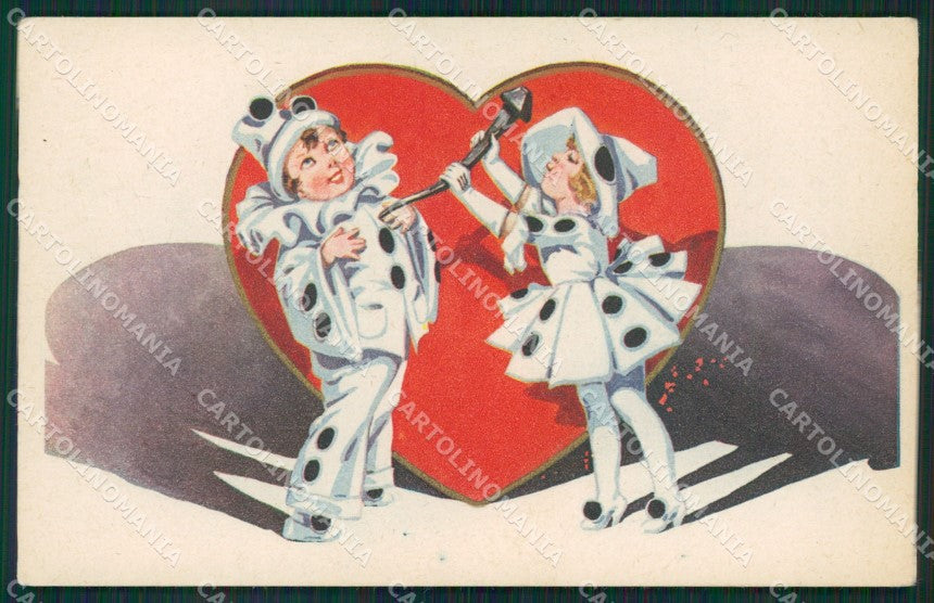 Artist Piattoli Children Pierrot serie 1061 postcard cartolina KS7372 – fronte