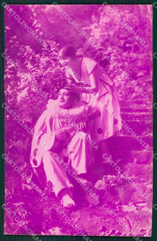 Pierrot Mandolin foto postcard cartolina KS7381 – fronte