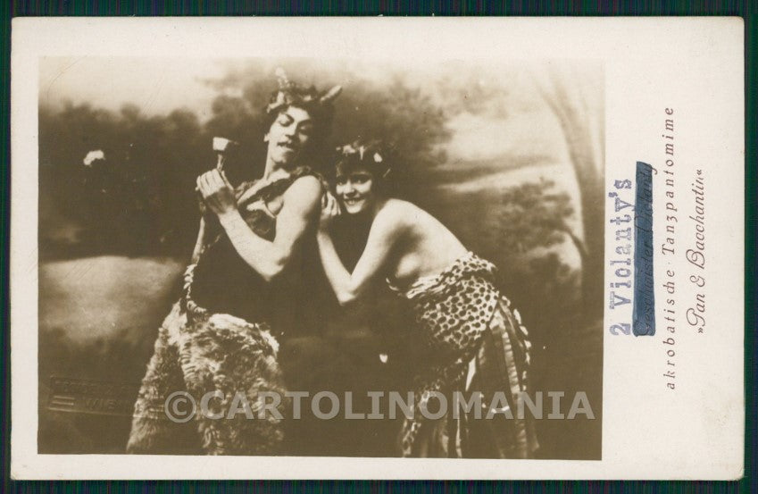 Nude Dancing Lady Pan Bacchantin Real Photo postcard KS7515 – fronte