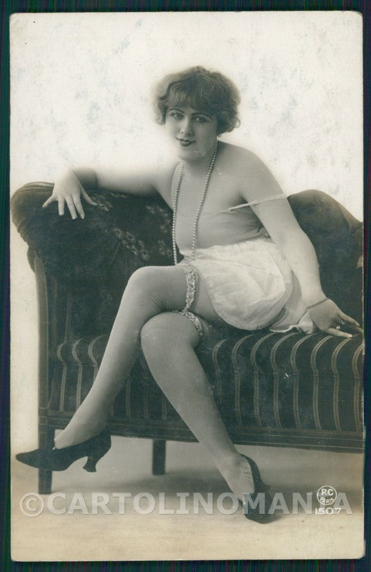 French PC Paris Risque Lady Stocking Real Photo postcard KS7542 – fronte