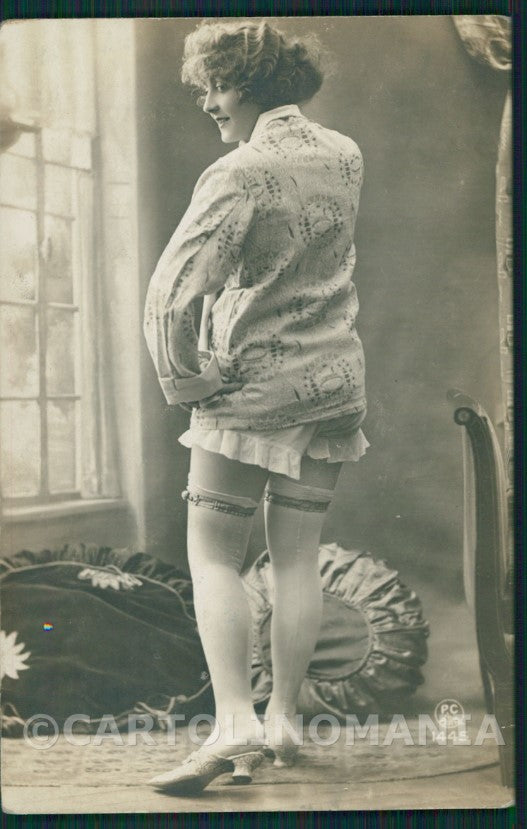 French PC Paris Risque Lady Stocking Real Photo postcard KS7543 – fronte