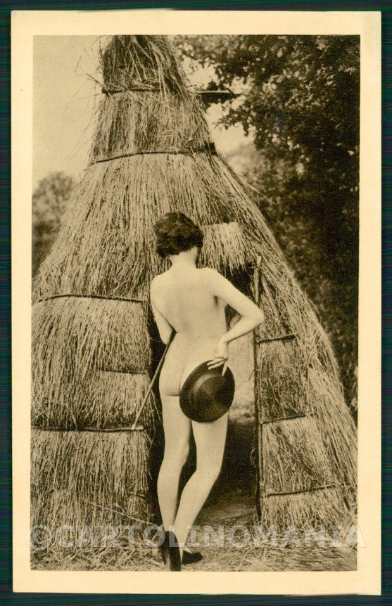 Open Air Risque Nude Lady WHITE BACK ABRADED BACK postcard KS7610 – fronte