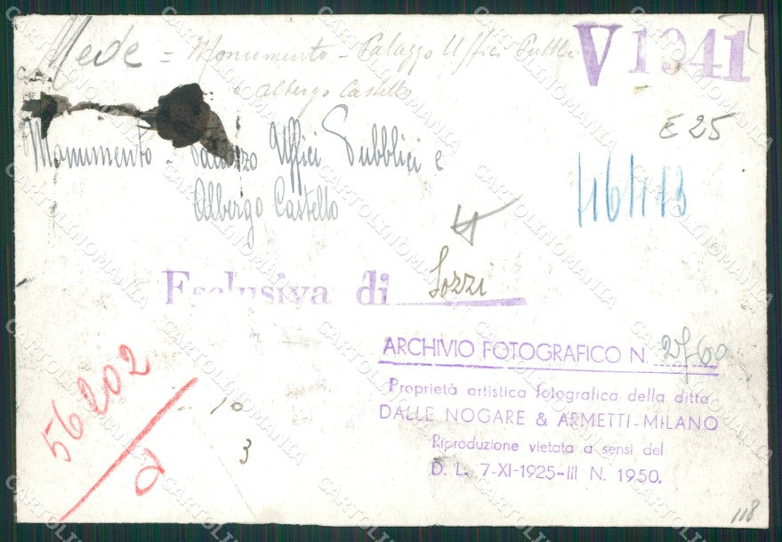 Pavia Mede Municipio Albergo Castello Bozza FG foto cartolina KS7742 – retro