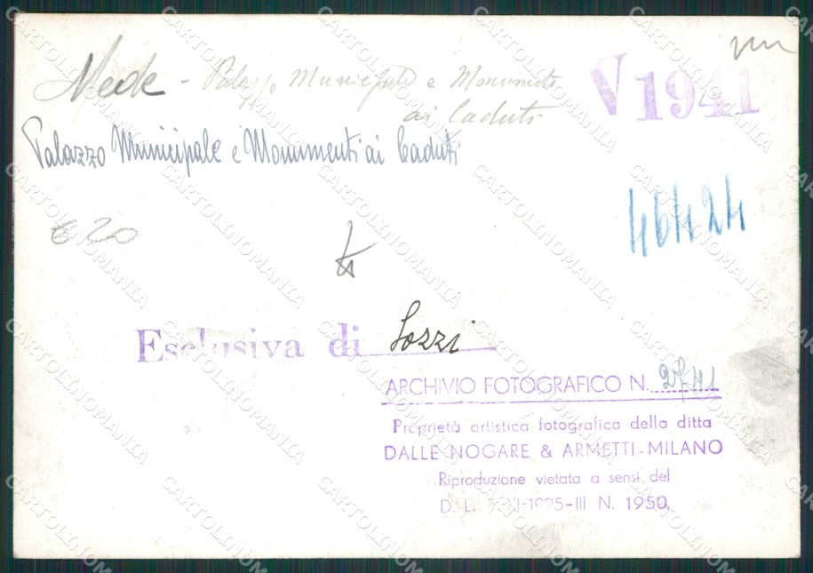 Pavia Mede Municipio Monumento ai Caduti Bozza FG foto cartolina KS7753 – retro