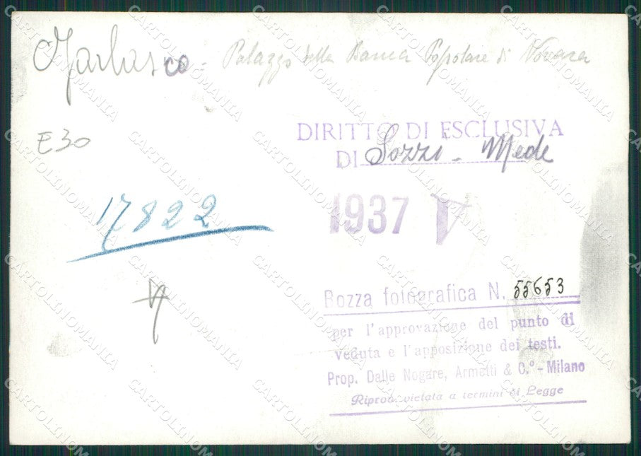 Pavia Garlasco Palazzo Banca Popolare di Novara Bozza FG foto cartolina KS7794 – retro