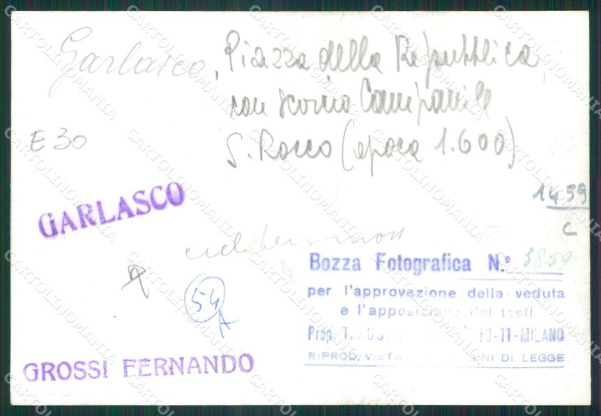 Pavia Garlasco Piazza della Repubblica San Rocco Bozza FG foto cartolina KS7798 – retro