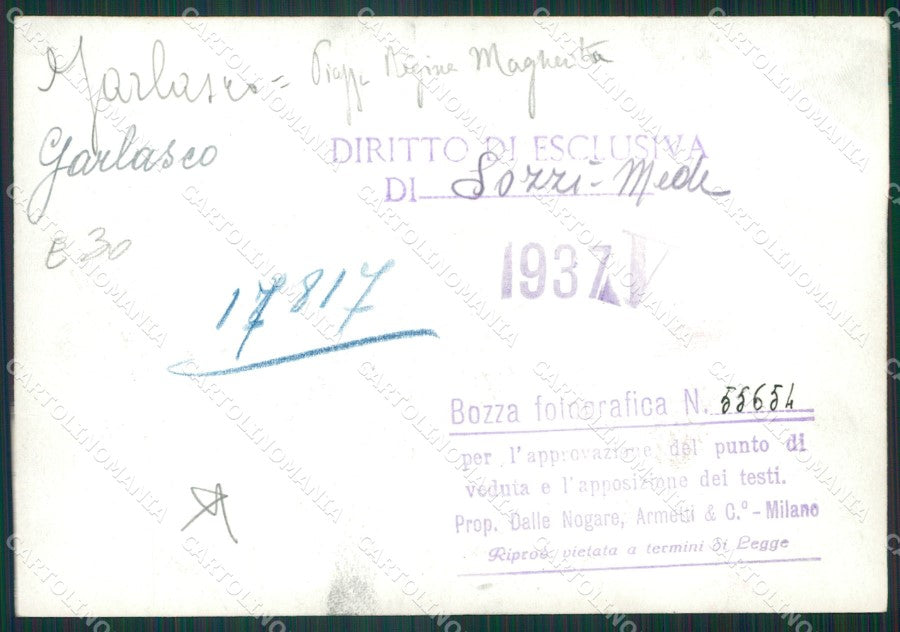 Pavia Garlasco Piazza Regina Margherita Bozza FG foto cartolina KS7802 – retro