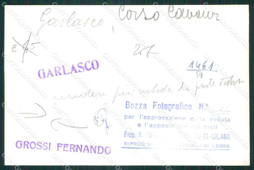 Pavia Garlasco Corso Cavour Bozza FG foto cartolina KS7803 – retro
