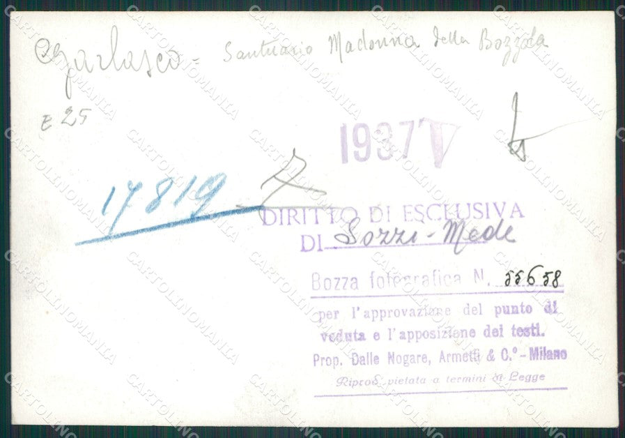 Pavia Garlasco Santuario della Bozzola Bozza FG foto cartolina KS7806 – retro
