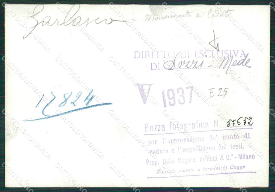 Pavia Garlasco Monumento ai Caduti Bozza FG foto cartolina KS7816 – retro