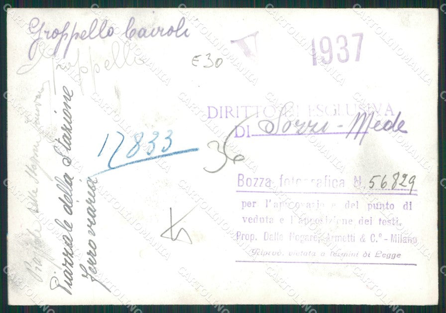 Pavia Groppello Cairoli Piazza della Stazione Bozza FG foto cartolina KS7837 – retro