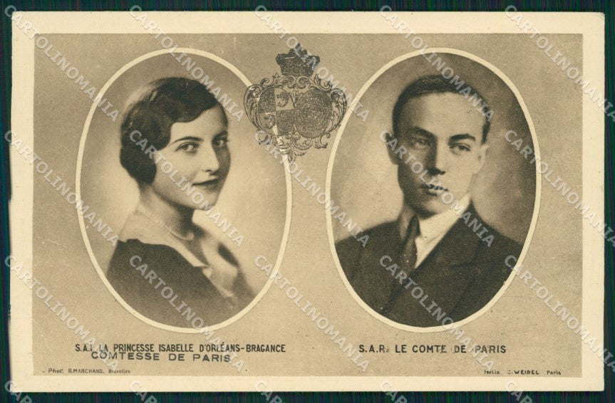 Royalty France Prince Henri Orleans Isabelle Bragance cartolina postcard KS9650 – fronte