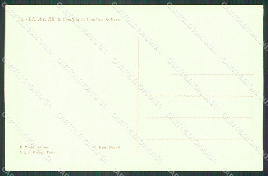 Royalty France Prince Henri Orleans Isabelle Bragance cartolina postcard KS9654 – retro