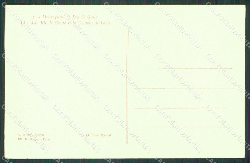 Royalty France Henri Orleans Jean Duke Guise Isabelle Bragance postcard KS9656 – retro
