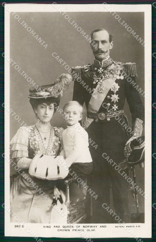 Royalty Norway Haakon VII Queen Maud of Wales Olav V RPPC postcard KS9767 – fronte