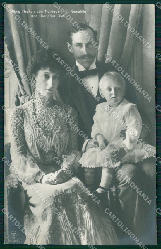 Royalty Norway Haakon VII Queen Maud of Wales Olav V RPPC postcard KS9768 – fronte