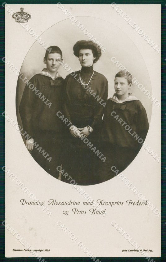 Royalty Denmark Royalty Dronning Alexandrine Frederik Knud RPPC postcard KS9807 – fronte