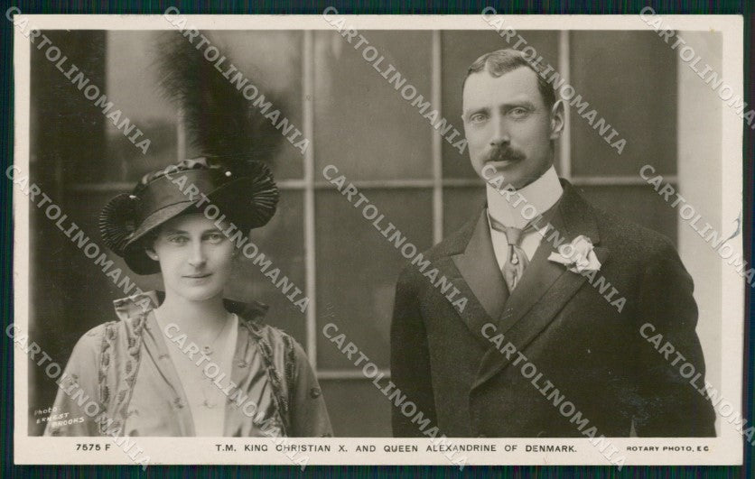 Royalty Denmark King Christian X Dronning Alexandrine RPPC postcard KS9808 – fronte
