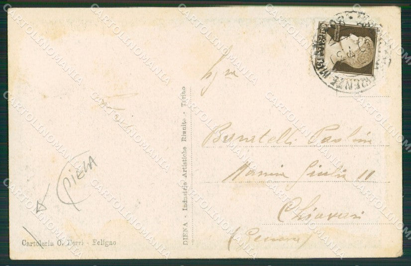 Perugia Foligno PIEGA cartolina KVM0230 – retro