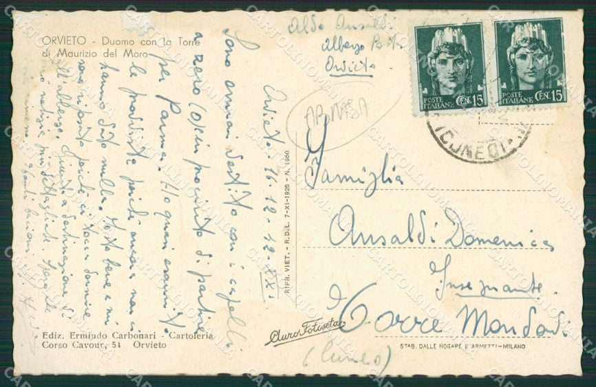 Terni Orvieto ABRASA cartolina KVM0248 – retro