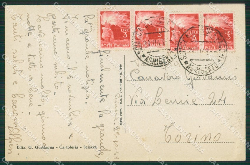 Agrigento Sciacca cartolina KVM0397 – retro