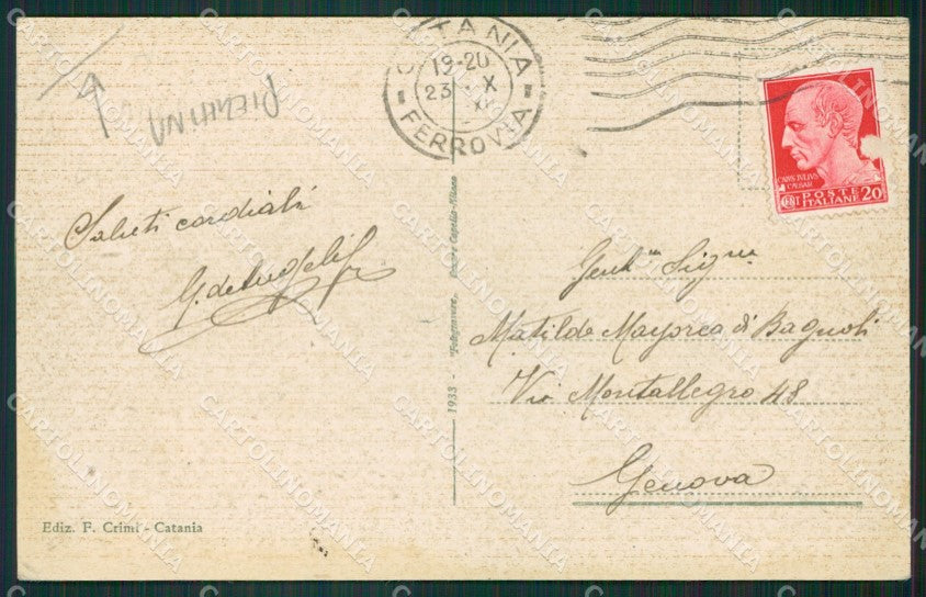 Catania Città PIEGHINA MACCHIA cartolina KVM0459 – retro