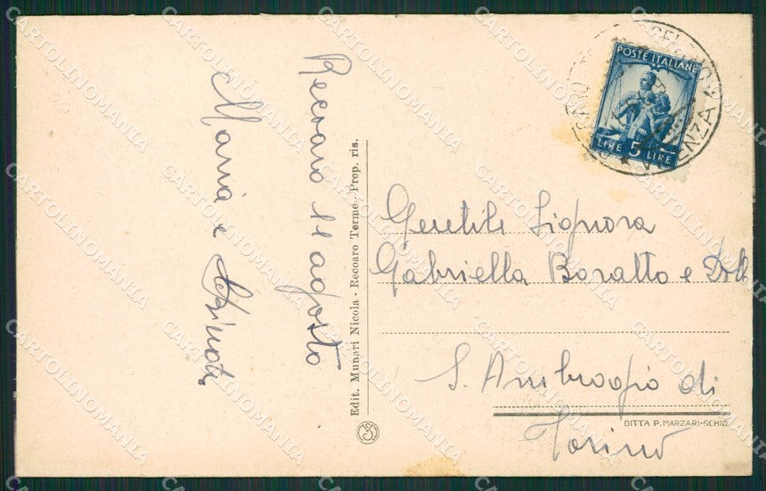 Vicenza Recoaro Terme cartolina KVM0609 – retro
