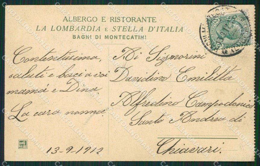 Pistoia Montecatini cartolina KVM0912 – retro