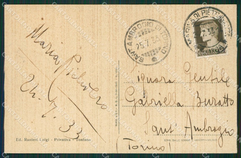Lucca Pietrasanta Marina di Tonfano cartolina KVM1028 – retro