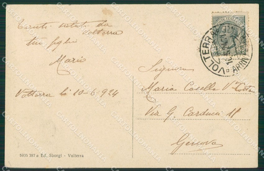 Pisa Volterra cartolina KVM1087 – retro