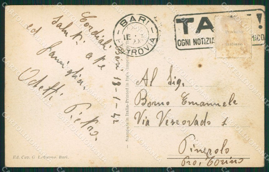 Bari Città Auto Tram ABRASA cartolina KVM1198 – retro
