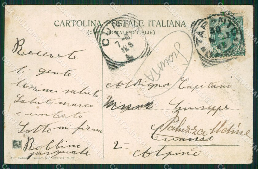 Taranto Città SCOLLATA cartolina KVM1255 – retro