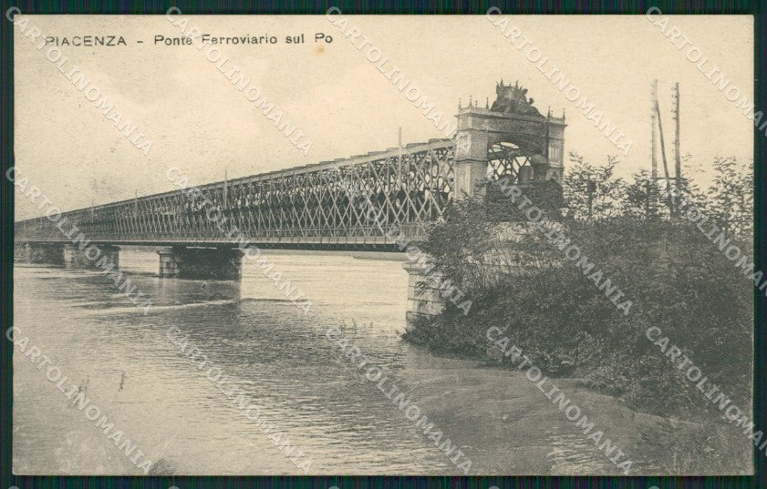 Piacenza Città Ponte Ferroviario sul Po Treno cartolina KVM1282 – fronte