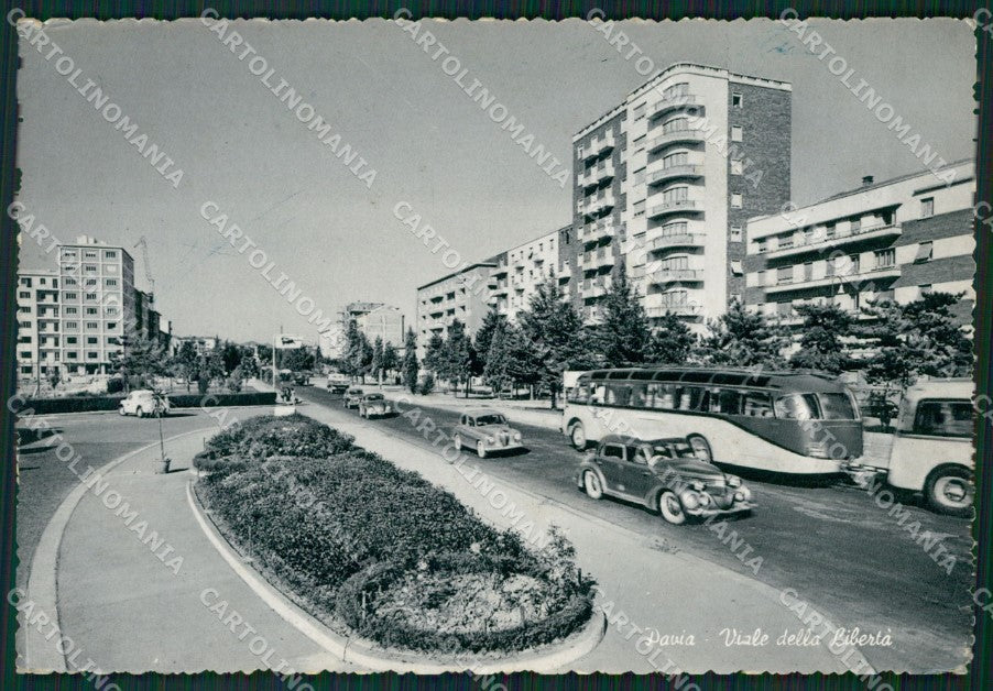 Pavia Città Auto Corriera FG Foto cartolina KVM1341 – fronte