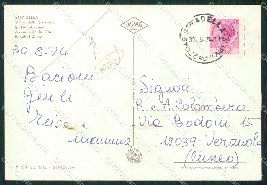 Pavia Stradella Stazione PIEGA FG Foto cartolina KVM1351 – retro