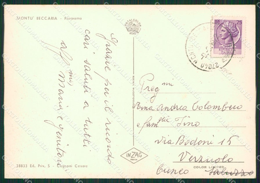 Pavia Montù Beccaria FG Foto cartolina KVM1356 – retro