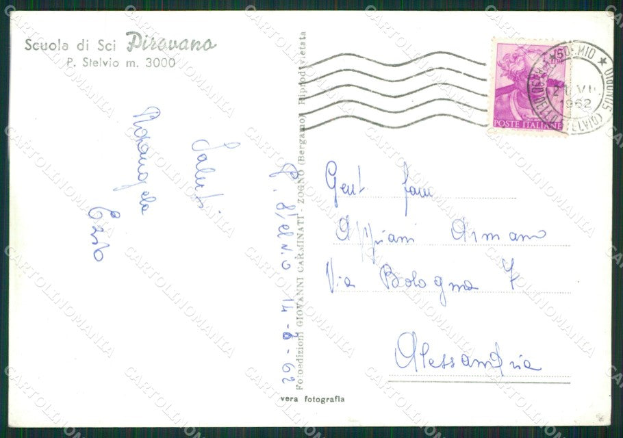 Sondrio Passo dello Stelvio Pirovano Sci FG Foto cartolina KVM1396 – retro