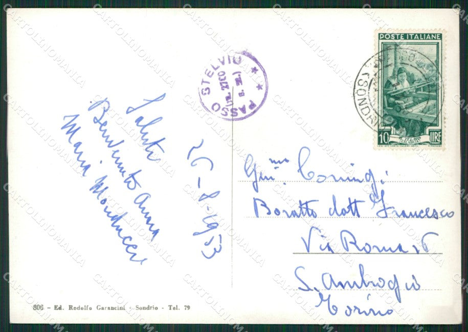 Sondrio Passo dello Stelvio FG Foto cartolina KVM1405 – retro