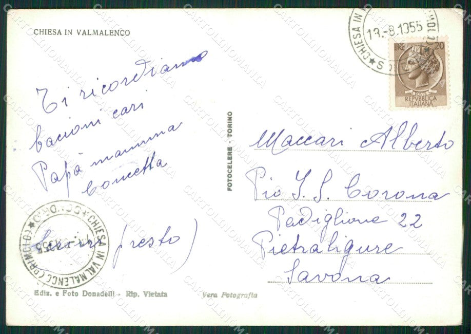 Sondrio Chiesa Valmalenco Primolo FG Foto cartolina KVM1407 – retro