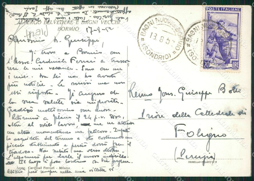 Sondrio Bormio PIEGA FG Foto cartolina KVM1409 – retro