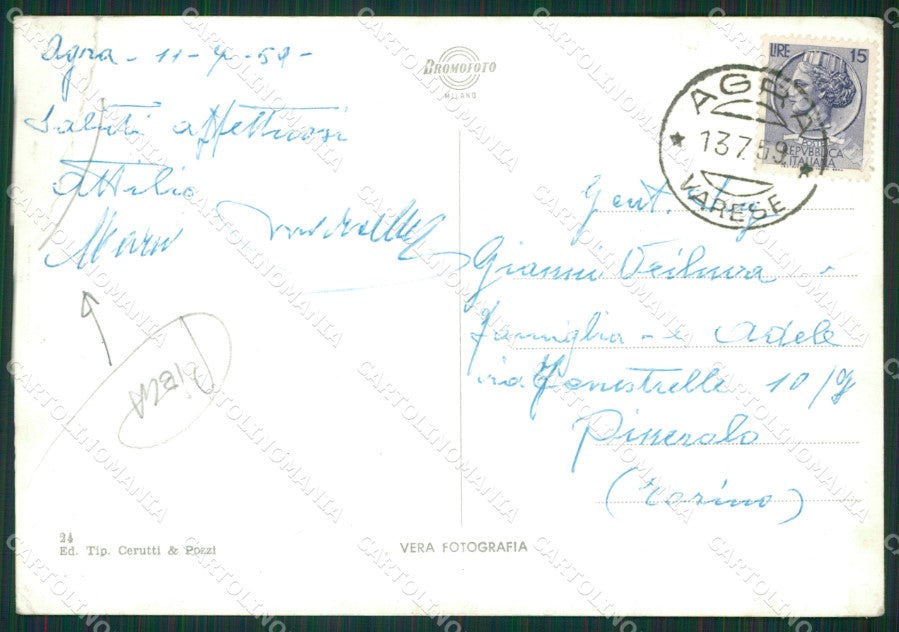 Varese Agra PIEGA FG Foto cartolina KVM1432 – retro