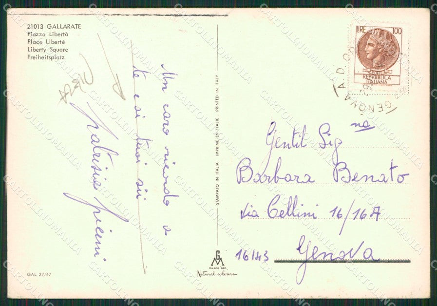 Varese Gallarate PIEGA FG Foto cartolina KVM1433 – retro