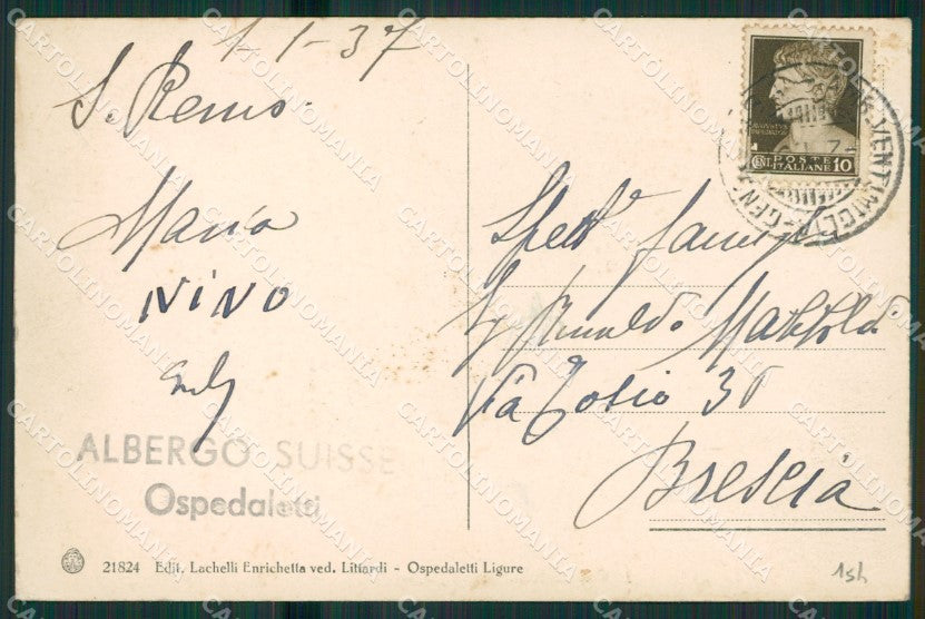 Imperia Ospedaletti cartolina KV1533 – retro