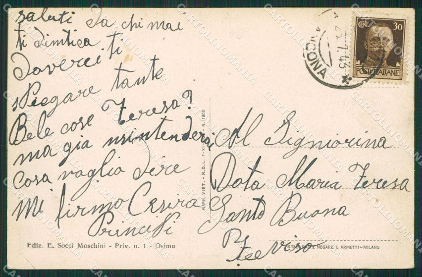 Ancona Osimo Municipio cartolina KV1621 – retro