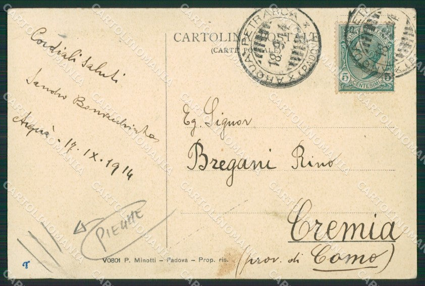 Padova Arquà Petrarca PIEGHE cartolina KV1718 – retro