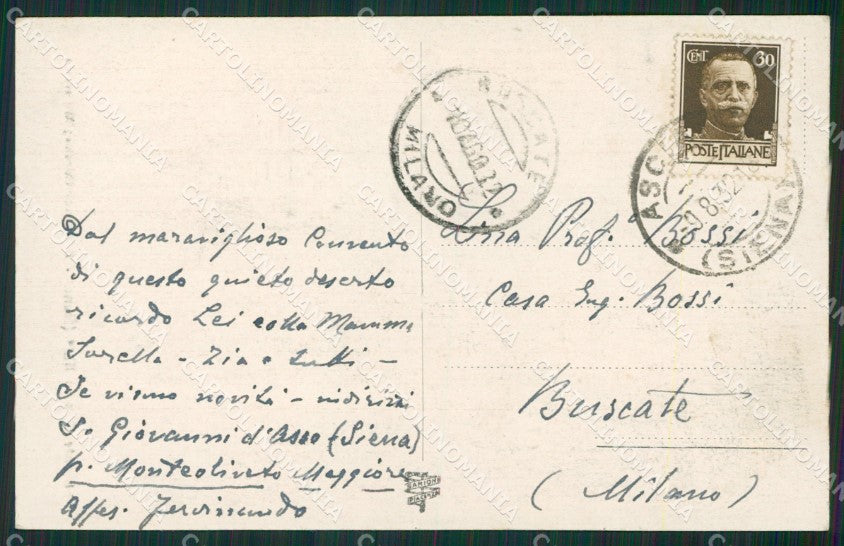 Siena San Gimignano Monte Oliveto Convento cartolina KV1924 – retro