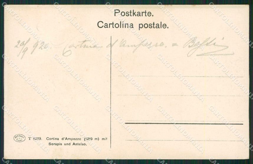 Belluno Cortina d'Ampezzo cartolina KV1936 – retro