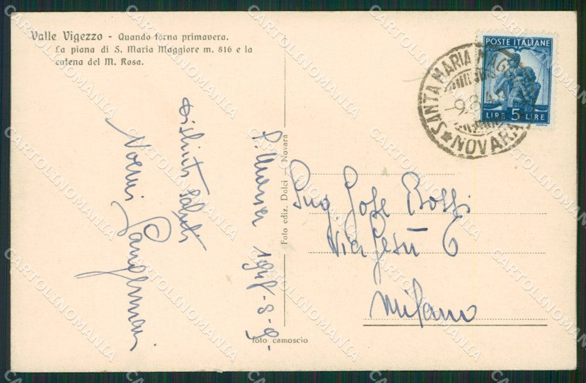 Verbania Vigezzo Santa Maria Maggiore cartolina KV1939 – retro