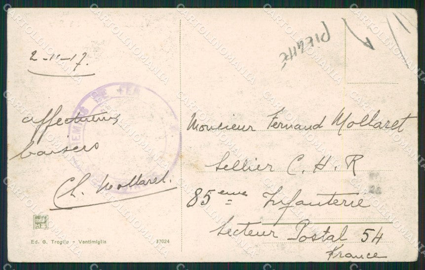 Imperia Ventimiglia PIEGHE cartolina KV1945 – retro
