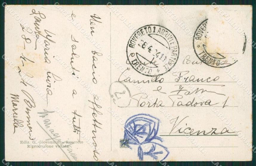 Trento Rovereto Banca cartolina KV1958 – retro